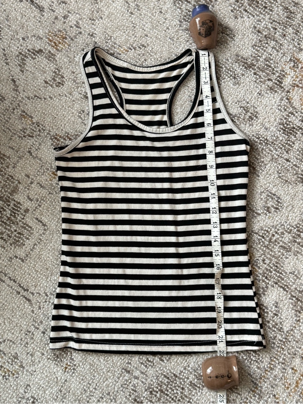 Striped Racerback Tank Top - Black & White - Picture 5 of 5